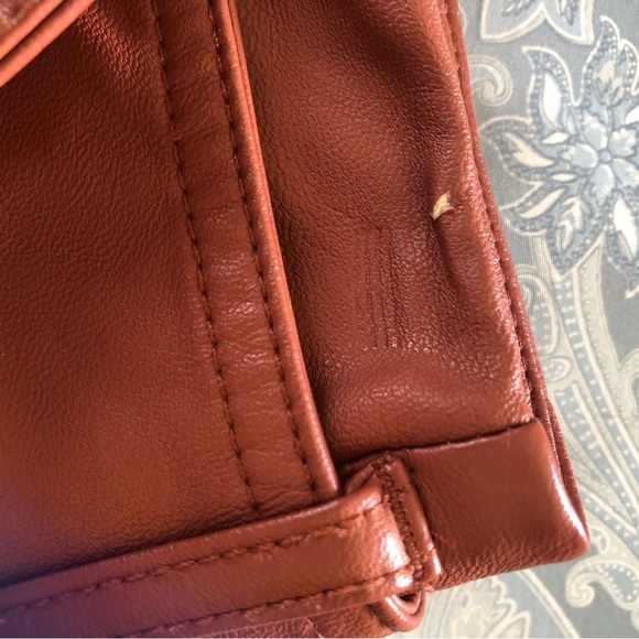 Free People | Vegan Leather Copper Mini Skirt Belted Moro Biker - Picture 4 of 6